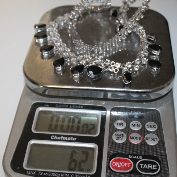 New Outstanding 925 Silver CZ Onyx Tennis Dramatic Statement Necklace - Picture 5 of 7